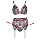 Cottelli Bondage Lace komplekt 3XL – must/punane — Foto 6