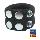 Red Leather Adjustable Ballstretcher – ādas sēklinieku stiepējs ar 4 spiedpogām – melns – 140 g — Foto 1