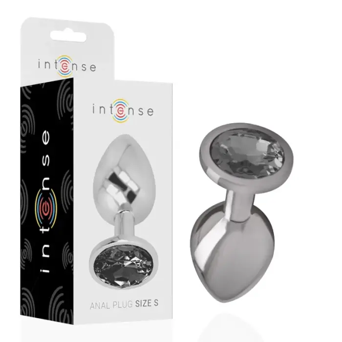 INTENSE Aluminum Metal Plug S with Black Crystal – 7 cm – Silver