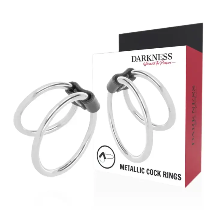 Darkness Double Metal Intimate Support Ring – Adjustable Dual Size 5 cm / 3.8 cm (2″ / 1.5″)