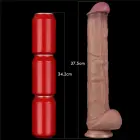 LoveToy – двухслойный гнущийся силиконовый дилдо XXL – реалистичный фаллоимитатор на присоске – телесный – 36,8 см (14,5'') — Фото 4