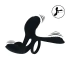 Вибрирующее силиконовое кольцо для члена с тройным мотором – черный Фото num