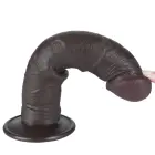 LoveToy Sliding Skin Dual Layer Dong – realistiškas dviejų sluoksnių dildo – TPE – juodas – 20,3 cm — Nuotrauka 12