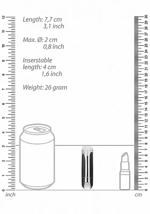 10 ātrumu uzlādējams lodes vibrators – sudrabains Foto 3