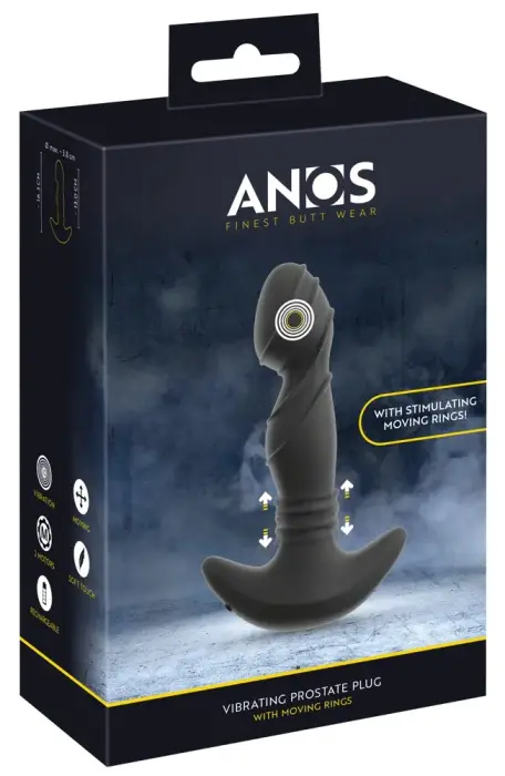 ANOS Moving Rings Anal Plug – 16.3 cm (6.4″) – Black