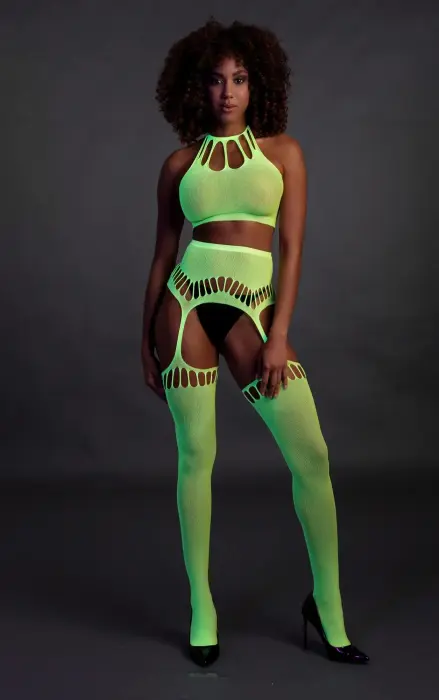 Two Piece with Crop Top and Stockings - Green - XS/XL Foto 4