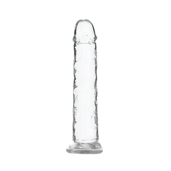 Addiction Crystal Addiction caurspīdīgs vertikāls dildo – 18 cm (7″) – caurspīdīgs