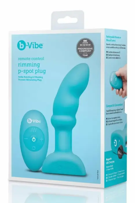 b-Vibe Rimming P-Spot kištukas juodas – nuotolinis valdymas, besisukantys karoliukai, 13,6 cm