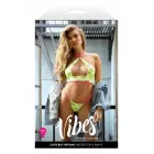 Fantasy Lingerie Cute But Psycho – УФ-реактивный топ-халтер с замочной скважиной и трусики – жёлтый – размер L/XL — Фото 1