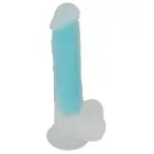Tumsā spīdošs reālistisks dildo – 20.5 cm (8.1″) – Tirkīza — Foto 2