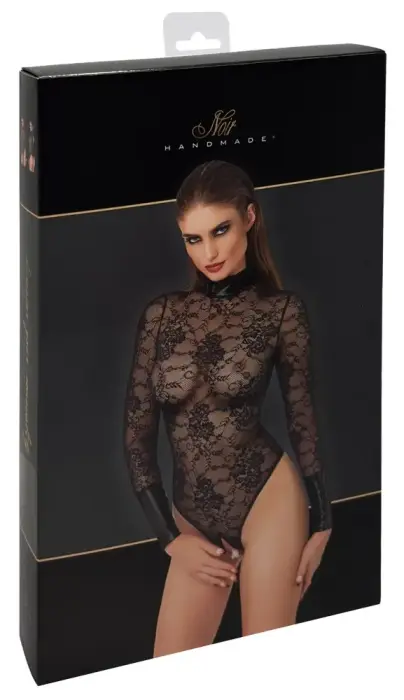 Noir Body Kragen Lace Bodysuit – Black – XL