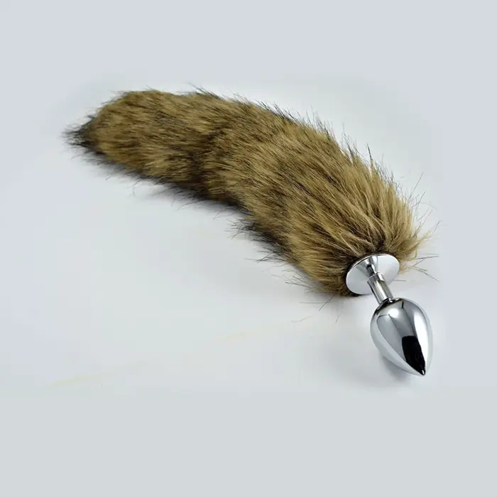 Metal Anal Plug with Tail L – 35 cm (13.8″) – Silver