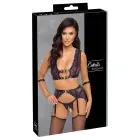 Cottelli Bondage Bra Set M – Purple Lace Lingerie with Adjustable Suspenders – M — Photo 1