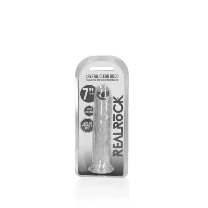 Taisns reālistisks dildo ar piesūcekni – 18 cm (7″) – Caurspīdīgs