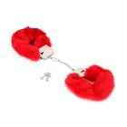 Budget Thin-Metal Red Plush Handcuffs Foto 1