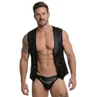 Svenjoyment Leather-like Vest with Studs and Chain – Black – S — Photo 3