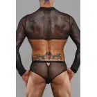 Īss tops ar garām piedurknēm – melns – XXL — Foto 2