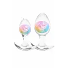 Cosmic Glams 2-Piece Kit – liquid silicone anal trainer set with sparkling glass marble – rainbow — Photo 3