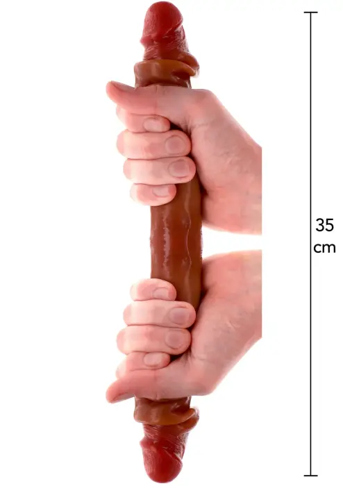 ToyJoy Get Real Dual Density Foreskin Dildo – 35 cm (13.8″) – Brown