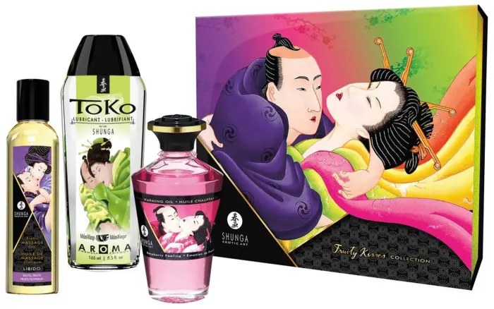 Shunga Fruity Kisses Erotic Massage and Lubricant Set – 3 pcs