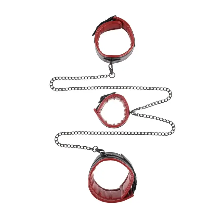 Sportsheets Saffron Chained & Tamed Restraint Set – Adjustable Red-Black