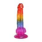 Realistlik dildo munanditega – 21.6 cm (8.5″) – Mitmevärviline — Foto 5