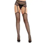 Backseam Net Stockings with Garter Belt – Black – One Size — Photo 2