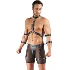 Svenjoyment Bondage – men's harness pants set with chest harness and 4 restraints – black – M — Photo 3