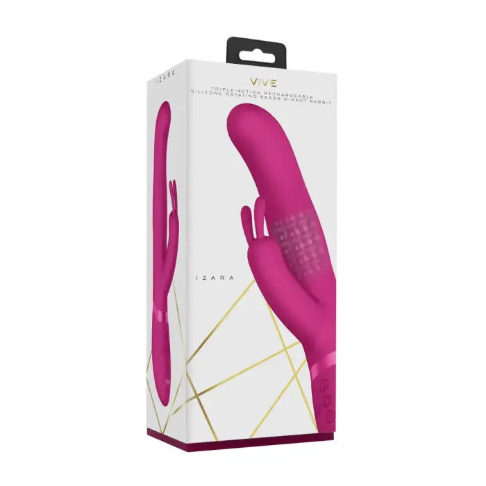 Izara pöörlevate helmestega jänese vibraator – 18 cm (7″) – roosa