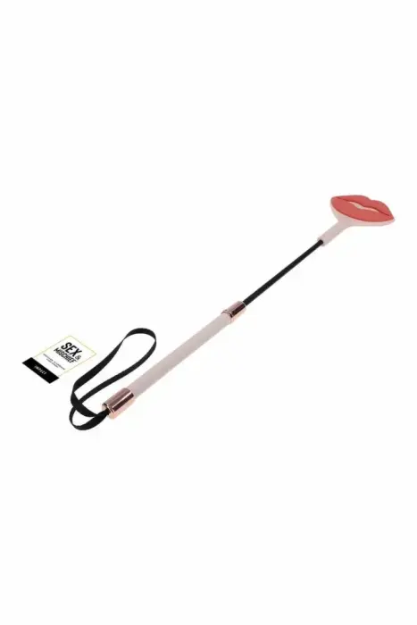 Peaches 'N Creame Kiss Crop – silicone-tipped riding crop with kiss-shaped imprint – rose gold