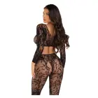 Lace Crop Top and Footless Tights – Black – One Size — Photo 3