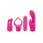 Pleasure Kits Lovers Collection – перезаряжаемая вибропуля + 3 силиконовые насадки – розовая — Фото 1