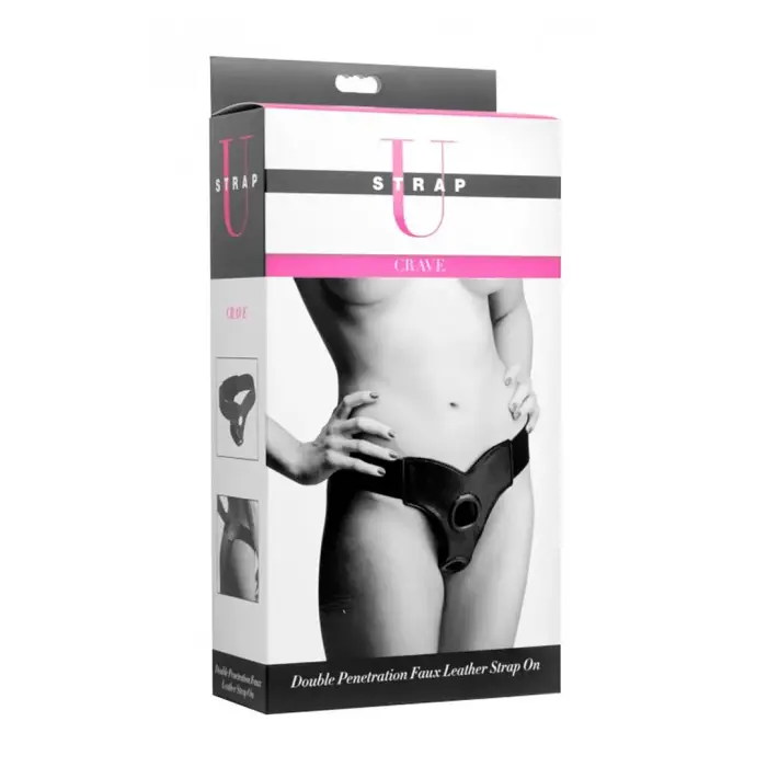 Crave Double Penetration Faux Leather Strap-On Harness