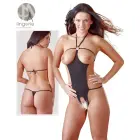 Seksīgs bodijs ar atvērtām krūšu daļām un kristālu dekoru – melns – S/L Foto 7