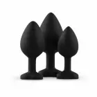 EasyToys 3-Piece Silicone Plug Set with Decorative Heart Gem – Black — Photo 2