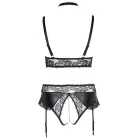 Cottelli CURVES Bra & Suspender Briefs 4XL with Removable Chains, Matte & Lace – Black – 4 XL — Photo 8