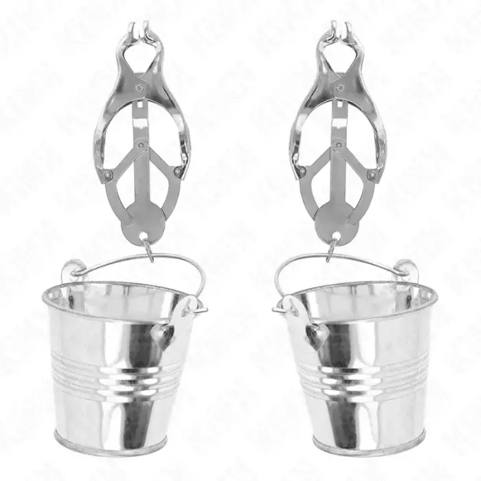 KINK Japanese Clover Silver Nipple Clamps with Adjustable Buckets
