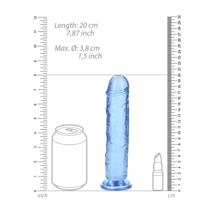Taisns reālistisks dildo ar piesūcekni – 20 cm (7.9″) – Caurspīdīgs Foto 5