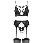 Cottelli LINGERIE pitsrinnahoidja, sukahoidjavöö ja avatud stringid – must – 75B/S — Foto 8