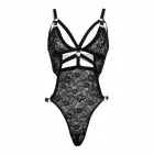 Christine Exclusive Body Giselle – mežģīņu bodysuit ar atvērtu kārklu un zelta akcentiem – melns – L/XL — Foto 4