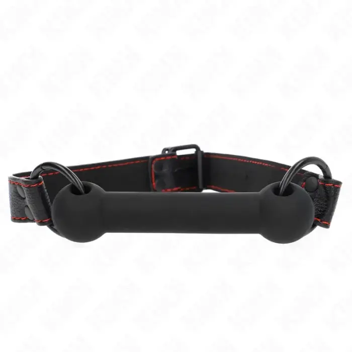 KINK Bone-Shaped Gag with Adjustable Vegan Leather Strap Black 41-57cm
