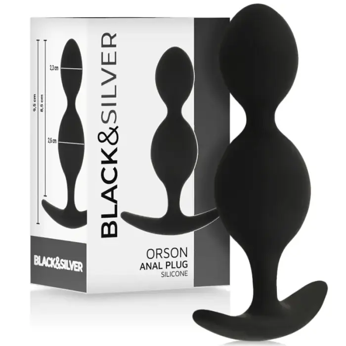 Black&Silver Orson anālais spraudnis Silicone 2 Waves – 9.5 cm – melns