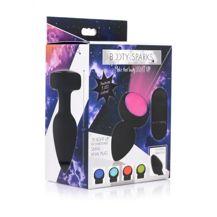 Vibrating LED Anal Plug – S – Multicolored