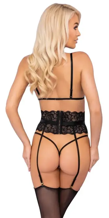 Kissable mežģīņu apakšveļas komplekts – melns – L/XL Foto 6