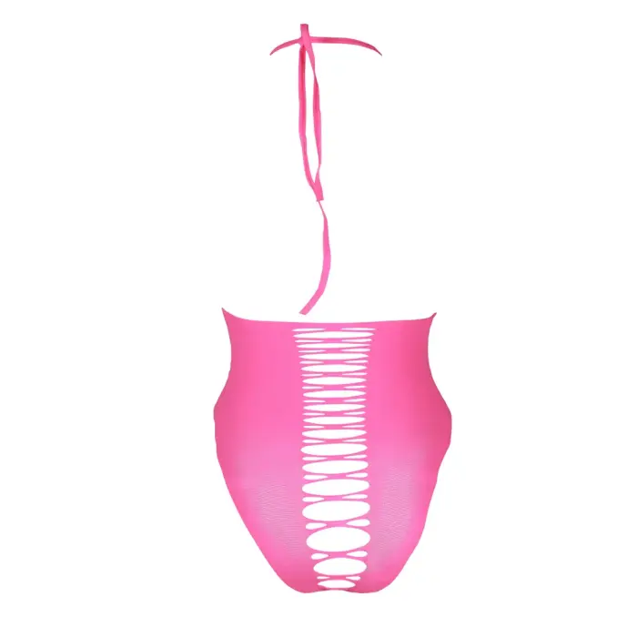 Neon rozā augsta piegriezuma bodijs – Plus size Foto 6