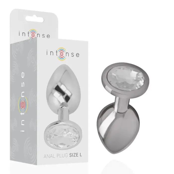 Intense Aluminum Plug with Silver Crystal – 9 cm – Silver – L