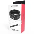 Darkness Soft Leather Adjustable Collar with Chain Leash – Black — Photo 5