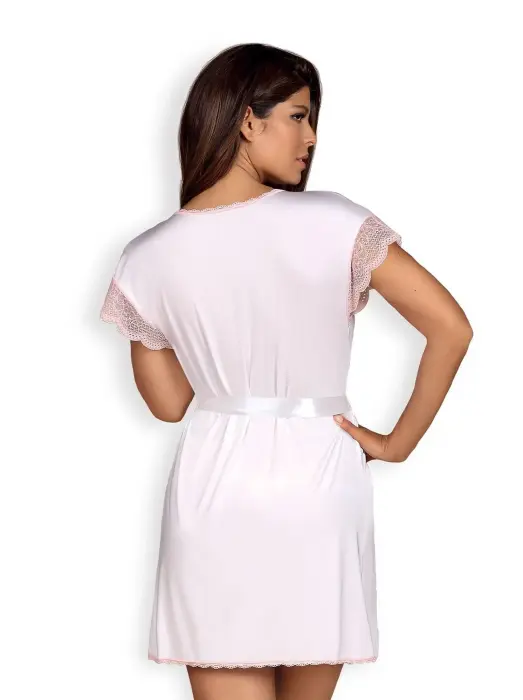 Girlly halāta un stringu komplekts – balts – S/M Foto 2