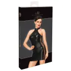 Noir Handmade – cold-shoulder halterneck powerwetlook mini dress with side lacing – black – L — Photo 1