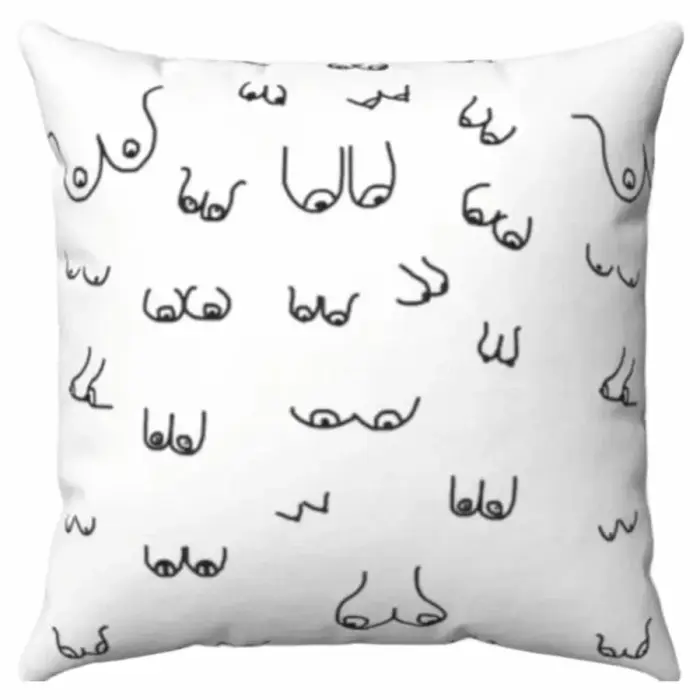 Diablo Picante Decorative Cushion 30 x 30 cm – boobs print – white